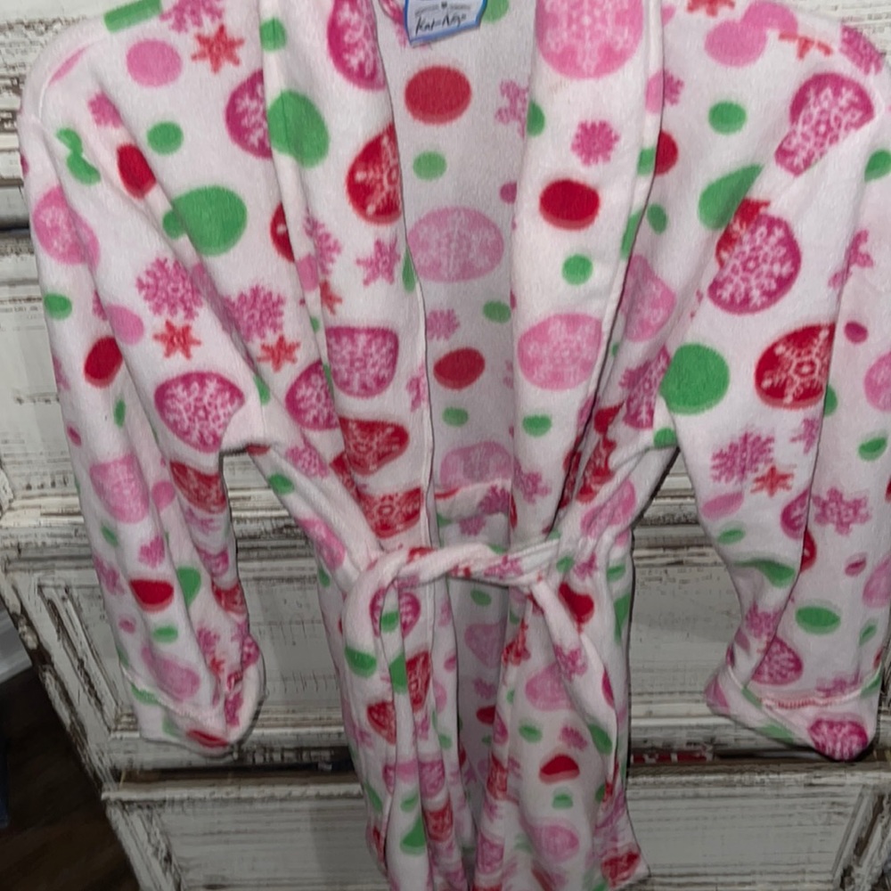 Christmas pink snowflake robe cute new by kat nap size large girls